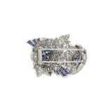 SAPPHIRE AND DIAMOND FLOWER BROOCH - photo 3