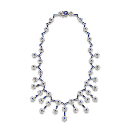 JEAN VITAU SAPPHIRE AND DIAMOND NECKLACE - photo 1