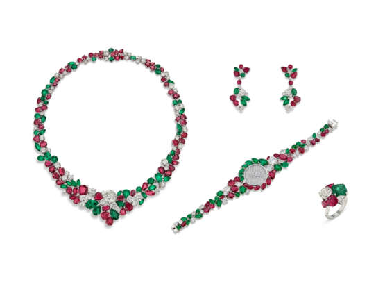 SUITE OF RUBY, EMERALD AND DIAMOND JEWELRY - photo 1