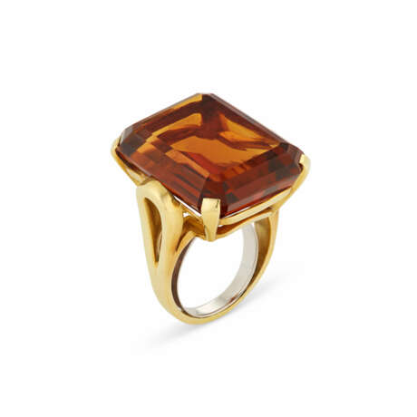 SEAMAN SCHEPPS RETRO CITRINE AND DIAMOND DRESS CLIP AND UNSIGNED CITRINE RING - photo 5