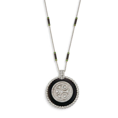 CARTIER ART DECO DIAMOND AND ONYX PENDANT-WATCH - photo 1
