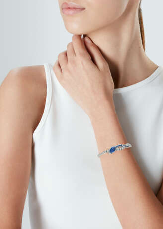 BLACK STARR & FROST ART DECO SAPPHIRE AND DIAMOND SERPENT BRACELET - Foto 2