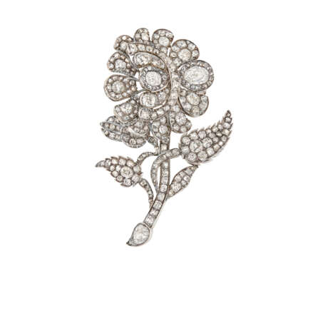 ANTIQUE DIAMOND EN TREMBLANT FLOWER BROOCH - Foto 1