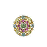 TIFFANY & CO., PAULDING FARNHAM, ANTIQUE MULTI-COLORED SAPPHIRE, DIAMOND AND ENAMEL PENDANT BROOCH - photo 1