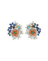 TIFFANY & CO., DONALD CLAFLIN MULTI-GEM AND DIAMOND FLOWER EARRINGS