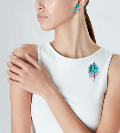 STERLÉ SET OF TURQUOISE, DIAMOND AND AMETHYST JEWELRY - Foto 2