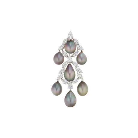GRAFF GRAY CULTURED PEARL AND DIAMOND PENDANT-BROOCH - photo 1