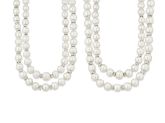SET OF CULTURED PEARL AND DIAMOND NECKLACES - photo 1