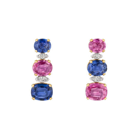 BULGARI SAPPHIRE, COLORED SAPPHIRE AND DIAMOND EARRINGS - photo 1