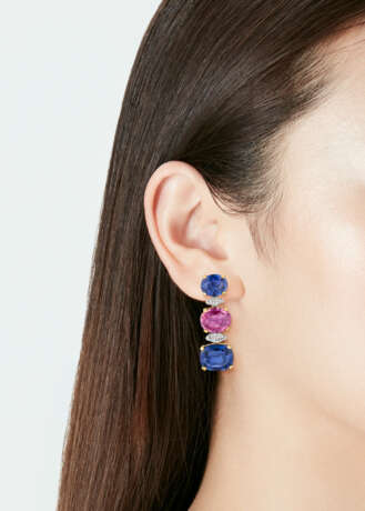 BULGARI SAPPHIRE, COLORED SAPPHIRE AND DIAMOND EARRINGS - photo 2