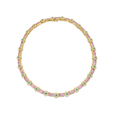 JEAN VITAU DIAMOND, EMERALD AND COLORED SAPPHIRE NECKLACE - фото 1