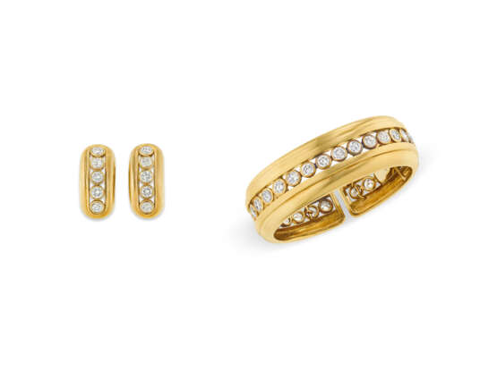 ANDREW CLUNN DIAMOND CUFF BRACELET AND UNSIGNED DIAMOND EARRINGS - photo 1