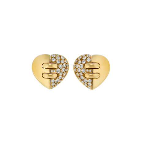 BULGARI DIAMOND AND GOLD HEART EARRINGS - photo 1