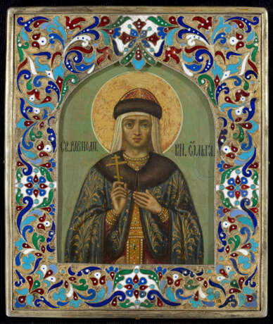 St Olga in an Enamelled Frame - photo 1