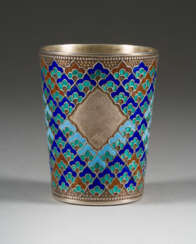 A SILVER AND CLOISONNÉ ENAMEL BEAKER