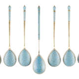 SEVEN SILVER-GILT AND CLOISONNÉ ENAMEL SPOONS - photo 1