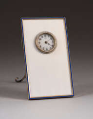 A SILVER, GOLD AND GUILLOCHÉ ENAMEL DESK CLOCK