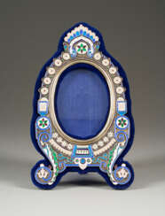 A SILVER AND CLOISONNÉ ENAMEL PHOTO FRAME