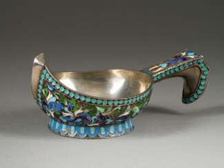 A SILVER AND CLOISONNÉ ENAMEL KOVSH