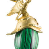 A SILVER-GILT AND MALACHITE EGG PENDANT IN THE FORM OF THE PARADE HELMET OF THE IMPERIAL - photo 2