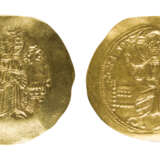 TWO GOLD COINS SHOWING CHRIST PANTOKRATOR AND STS. CONSTANTINE AND HELENA - photo 1