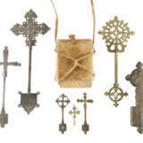 A COLLECTION OF SEVEN COPTIC HAND CROSSES AND A COPTIC TRAVELLING MANUSCRIPT SHOWING - photo 1