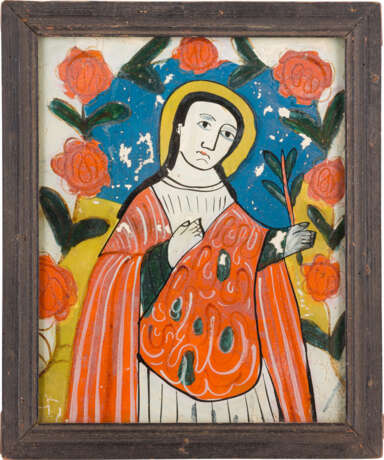 A REVERSE PAINTING ON GLASS SHOWING ST. PARASKEVA - photo 1