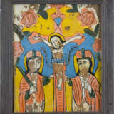 FOUR REVERSE PAINTINGS ON GLASS: THE ANNUNCIATION, THE CRUCIFIXION OF CHRIST AND STS. - photo 3