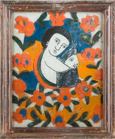 FOUR REVERSE PAINTINGS ON GLASS: ST. JOHN THE FORERUNNER, ST. NICHOLAS OF MYRA AND THE - фото 3
