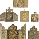 A COLLECTION OF SIX BRASS ICONS DEPICTING IMAGES OF THE MOTHER OF GOD - photo 1