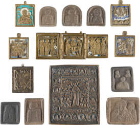 A COLLECTION OF 14 ICONS DEPICTING IMAGES OF CHRIST AND THE MOTHER OF GOD, SELECTED SAINTS
