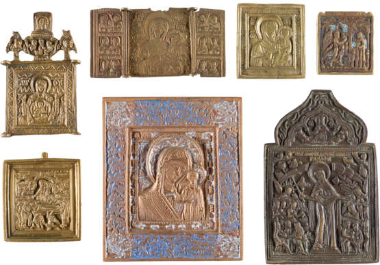 SAMMLUNG VON SIEBEN BRONZE-IKONEN: DARSTELLUNGEN DER GOTTESMUTTER SOWIE FESTTAGE - Foto 1