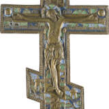 A LARGE BRASS AND ENAMEL CRUCIFIX - photo 1