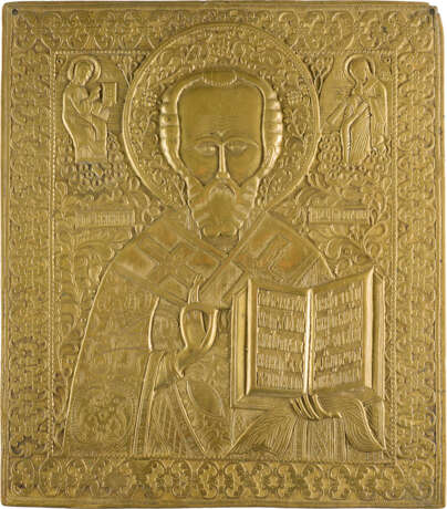 GROSSE BRONZE-IKONE MIT DEM HEILIGEN NIKOLAUS VON MYRA - Foto 1