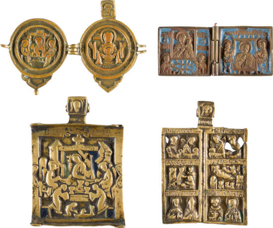 SAMMLUNG VON VIER BRONZE-IKONEN: DARSTELLUNGEN DER GOTTESMUTTER, FESTTAGE SOWIE AUSGEWÄHLTE HEILIGE - Foto 1