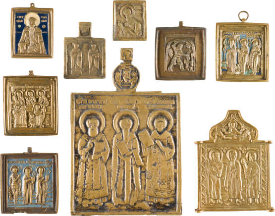 A COLLECTION OF NINE BRASS ICONS DEPICTING SELECTED SAINTS - photo 1