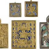A COLLECTION OF FIVE BRASS ICONS DEPICTING STS. BORIS AND GLEB, ST. DEMETRIUS AND ST. - photo 1