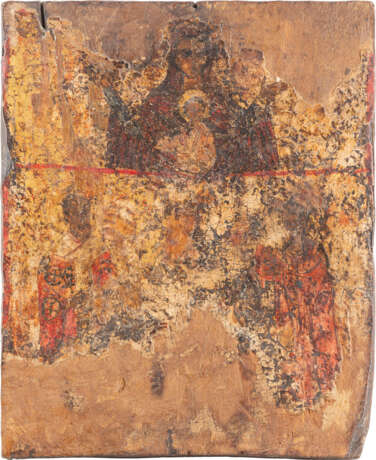 A SMALL ICON SHOWING THE MOTHER OF GOD AND TWO SAINTS - photo 1