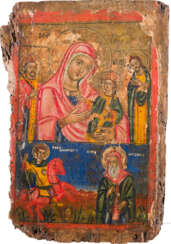 A TWO-PARTITE ICON SHOWING THE MOTHER OF GOD AND SELECTED SAINTS