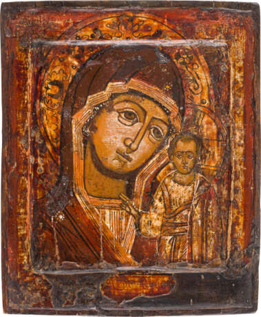 AN ICON SHOWING THE KAZANSKAYA MOTHER OF GOD WITH A VELVET COVER EMBROIDERED - photo 3