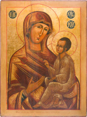 MONUMENTALE DATIERTE IKONE MIT DER GOTTESMUTTER VON TICHWIN (TICHWINSKAJA) AUS EINER KIRCHEN-IKONOST - Foto 1