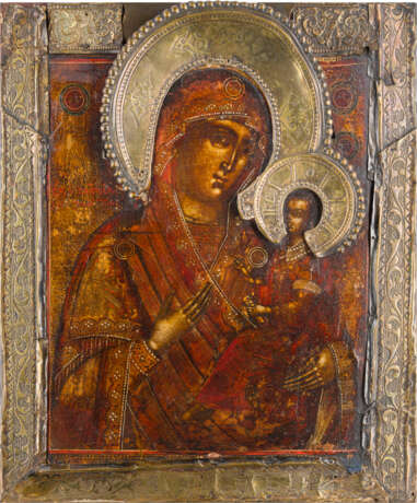 A LARGE ICON SHOWING THE TIKHVINSKAYA MOTHER OF GOD WITH BASMA - фото 1