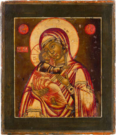 A SMALL ICON SHOWING THE VLADIMIRSKAYA MOTHER OF GOD - photo 1