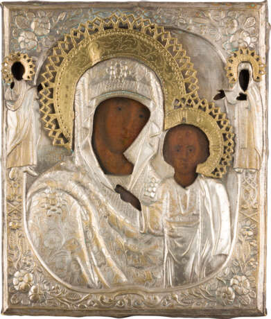 AN ICON SHOWING THE KAZANSKAYA MOTHER OF GOD WITH OKLAD - photo 1