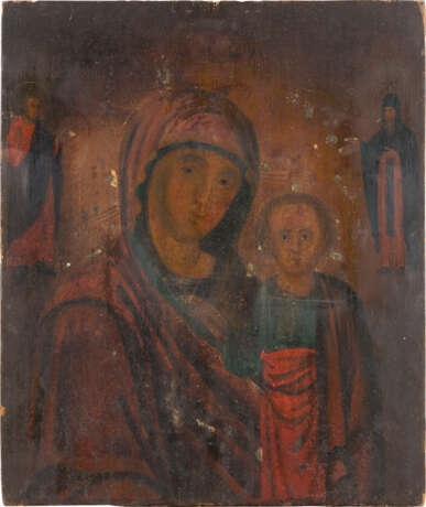 AN ICON SHOWING THE KAZANSKAYA MOTHER OF GOD WITH OKLAD - photo 2