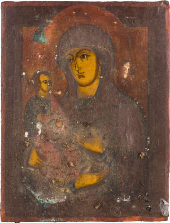 A SMALL ICON SHOWING THE THREE-HANDED MOTHER OF GOD WITH OKLAD - photo 2
