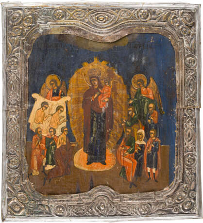 A LARGE ICON SHOWING THE MOTHER OF GOD 'JOY TO ALL WHO GRIEVE' WITH BASMA - photo 1