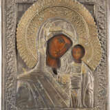 A SMALL ICON SHOWING THE MOTHER OF GOD OF KAZAN WITH OKLAD - photo 1
