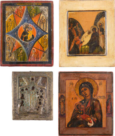 FOUR SMALL ICONS SHOWING PORTRAITS OF THE MOTHER OF GOD AND THE NATIVITY OF CHRIST - photo 1