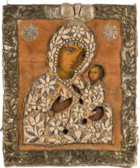 IKONE MIT DER GOTTESMUTTER VON TICHWIN (TICHWINSKAJA) MIT PERL-OKLAD
